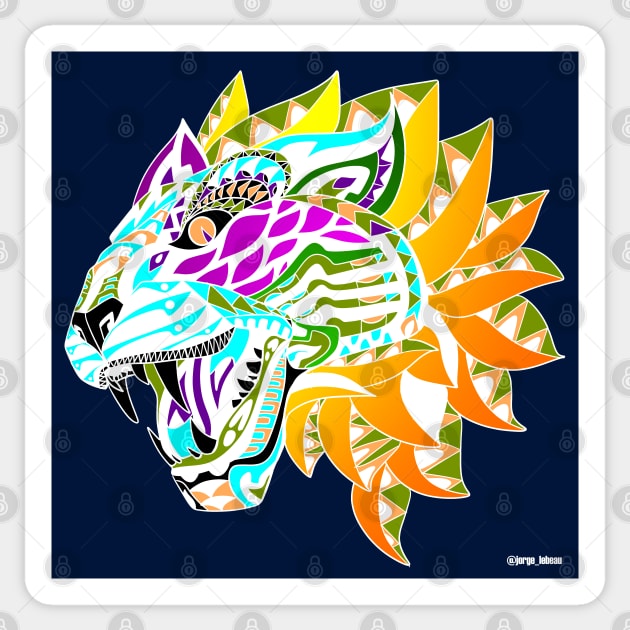 tiger on fire ecopop pattern Sticker by jorge_lebeau